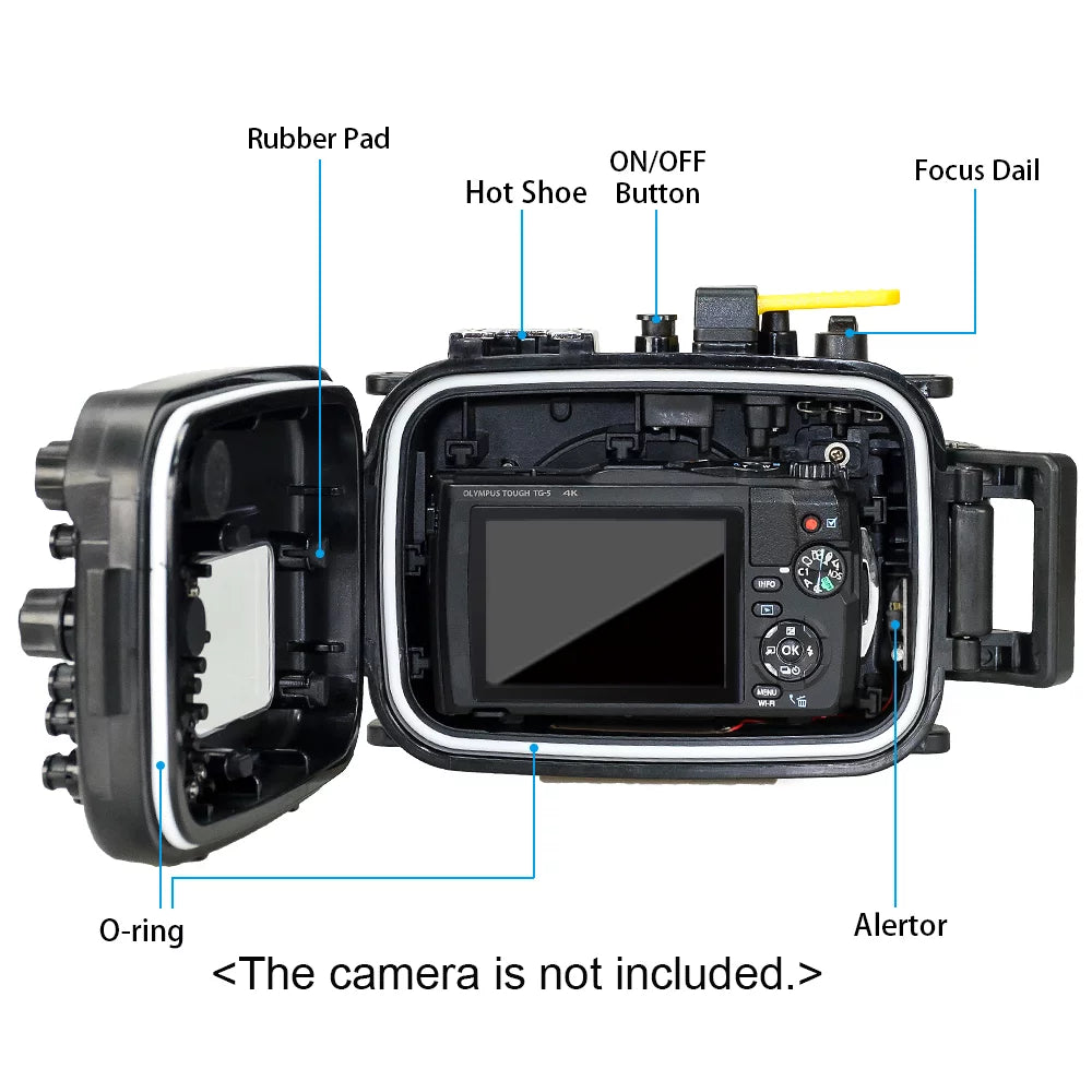 Sea frogs Liquid Camera Housing, Fluid Diving Case for Olympus TG-5, 60m/195ft Protective Shell