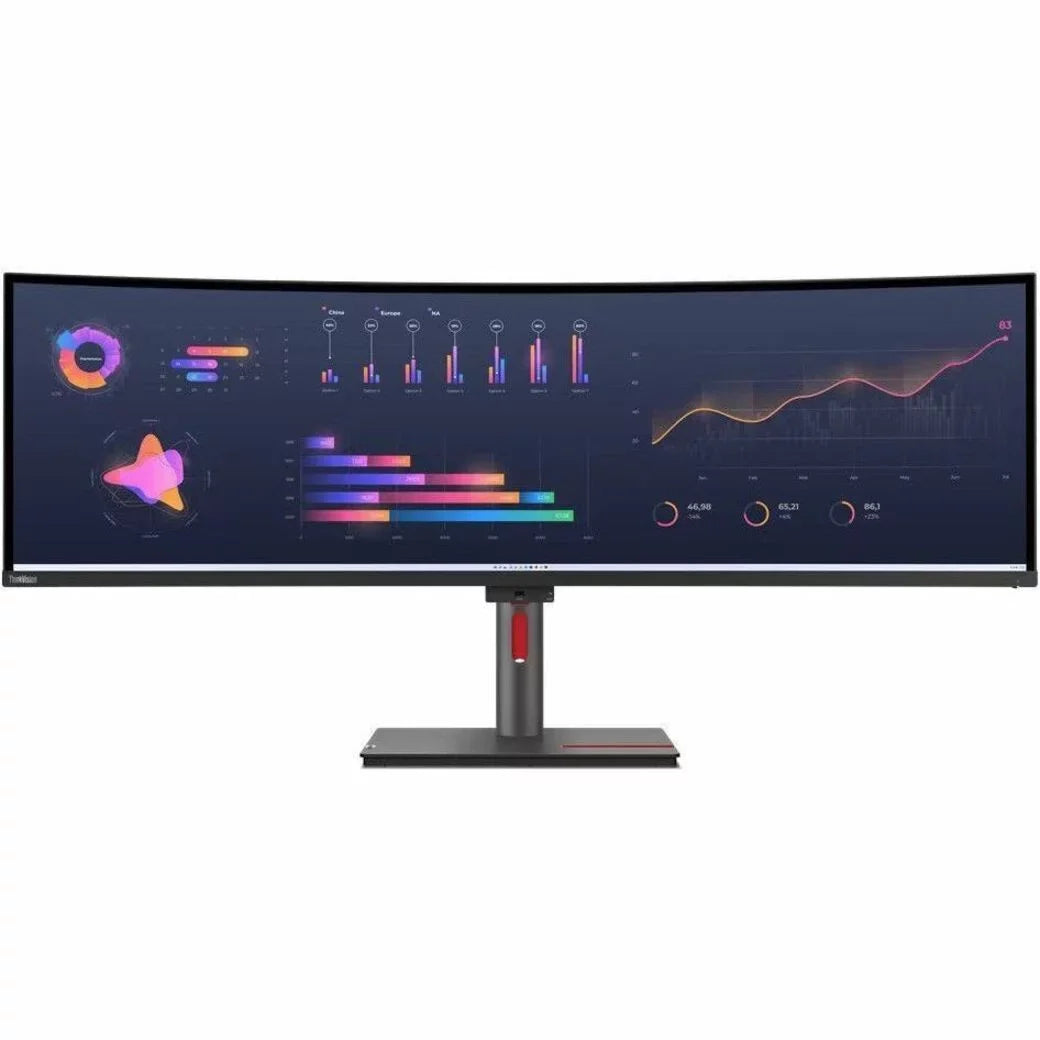 ThinkVision 49\" 5120 x 1440 LED Cable Lock Slot, Anti-glare Curved Monitor, Raven Black, P49W-30