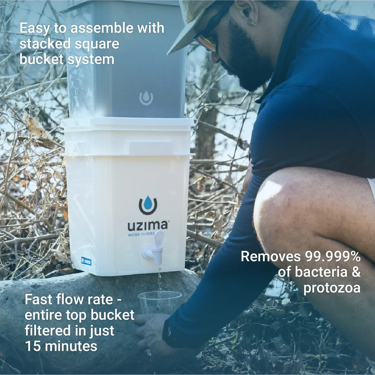 Uzima UZ-2 camping Fluid filter and drinking Fluid filter system, portable travel Fluid filter alternative to Liquid purification systems, Liquid filter for camping, backpacking, and hiking