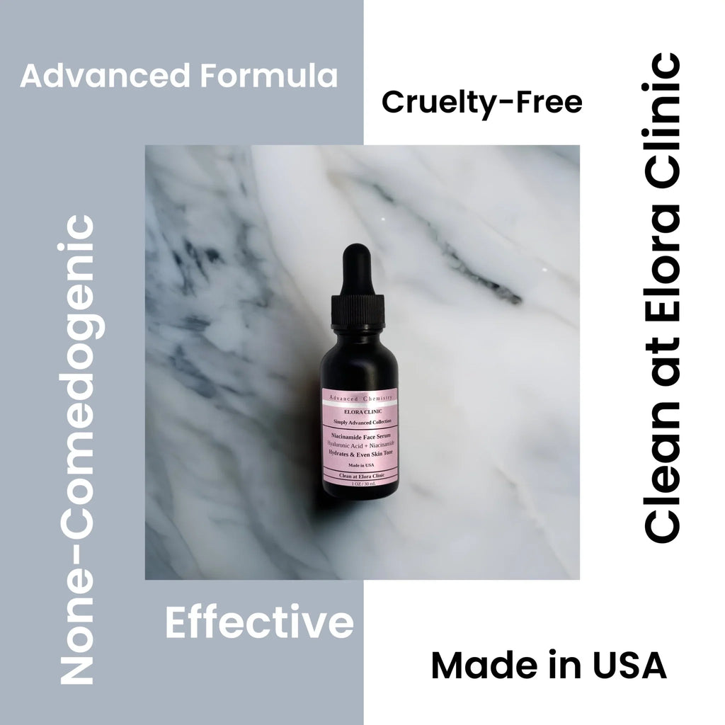 Elora Clinic 20 Niacinamide Serum - Niacinamide 20% + Hyaluronic Acid - Hydrating Hyaluronic acid + 20 Niacinamide Serum - Oil Free - Liquid Based