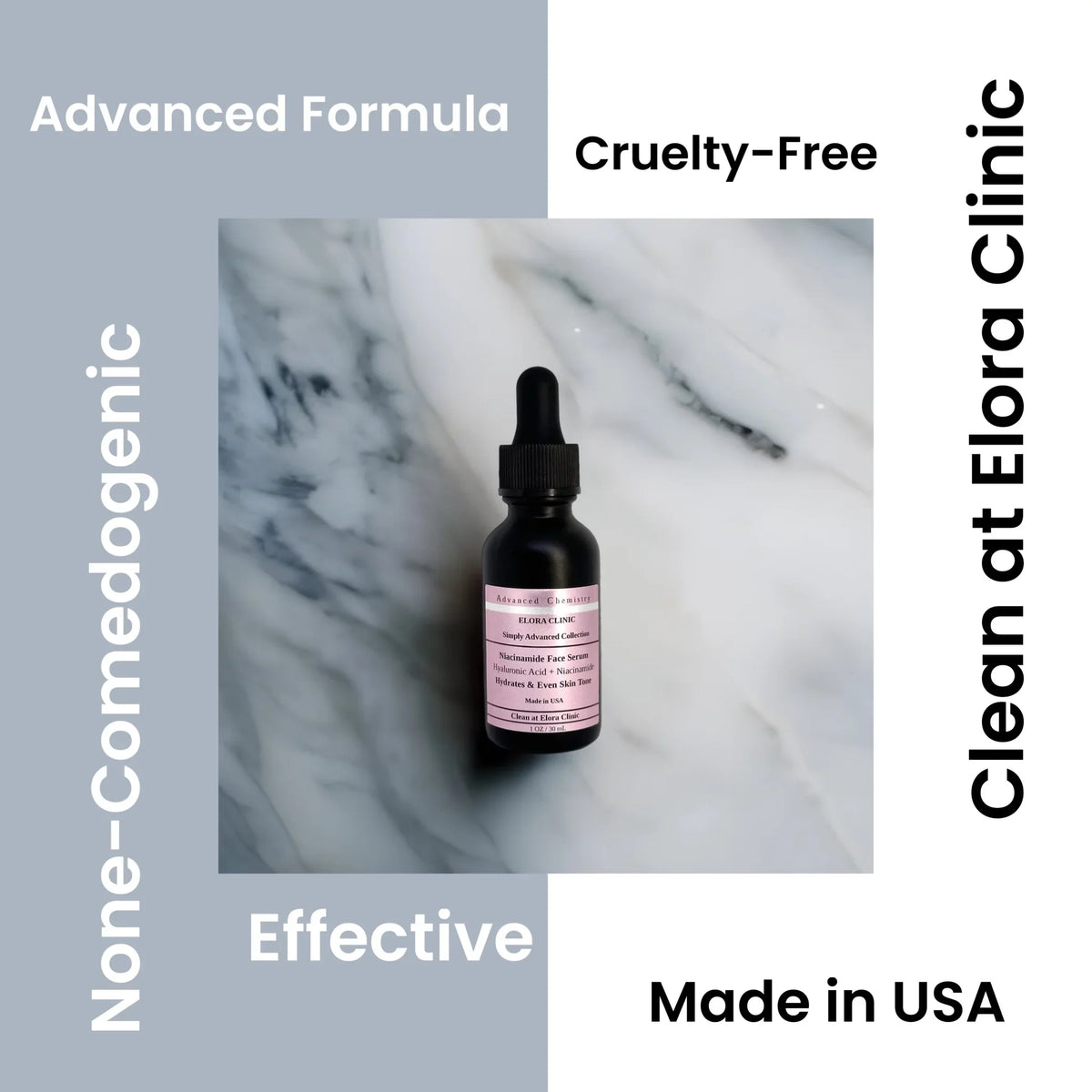 Elora Clinic 20 Niacinamide Serum - Niacinamide 20% + Hyaluronic Acid - Hydrating Hyaluronic acid + 20 Niacinamide Serum - Oil Free - Liquid Based