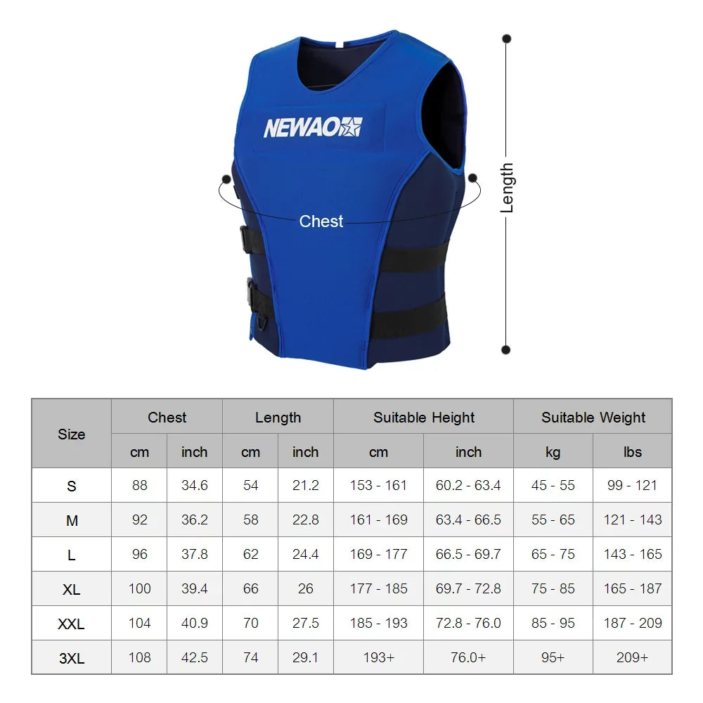 NEWAO Jacket, Neoprene Safety Float Suit for Sailing and Liquid Skiing