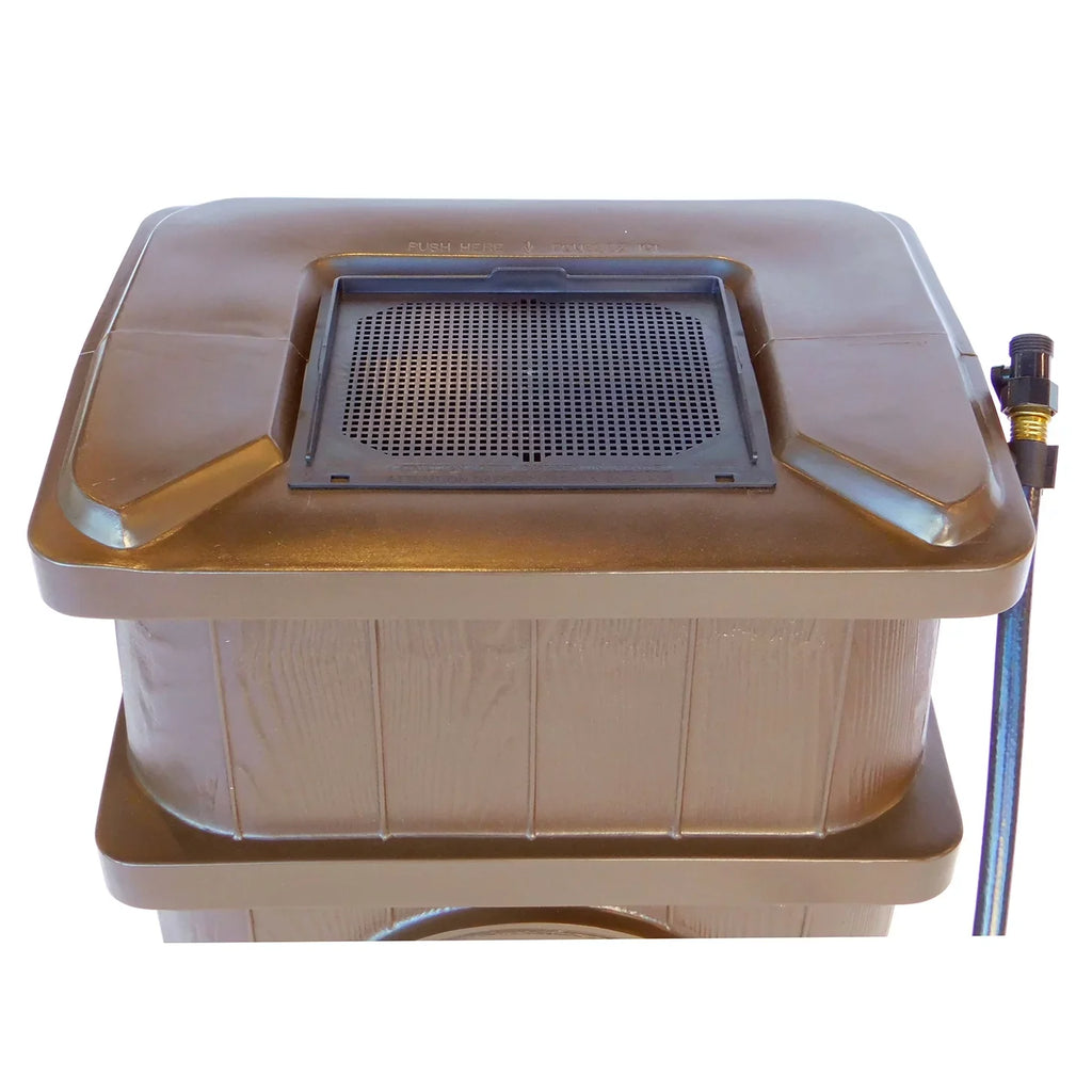 FCMP Outdoor 45 Gal Wood Grain Rain Liquid Catcher Barrel, Brown (2 Pack)
