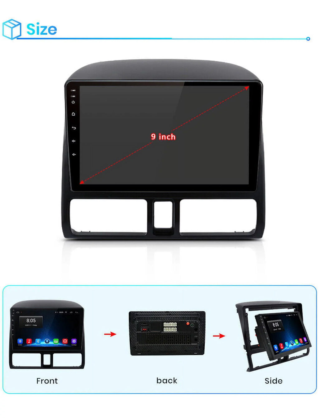 AWESAFE Carplay Car Stereo Radio for Honda CRV 2001 2002 2003 2004 2005 2006,1+32GB 9 Inch Touch Monitor with Android Auto GPS Navigator Bluetooth WiFi FM Radio Mirror Link