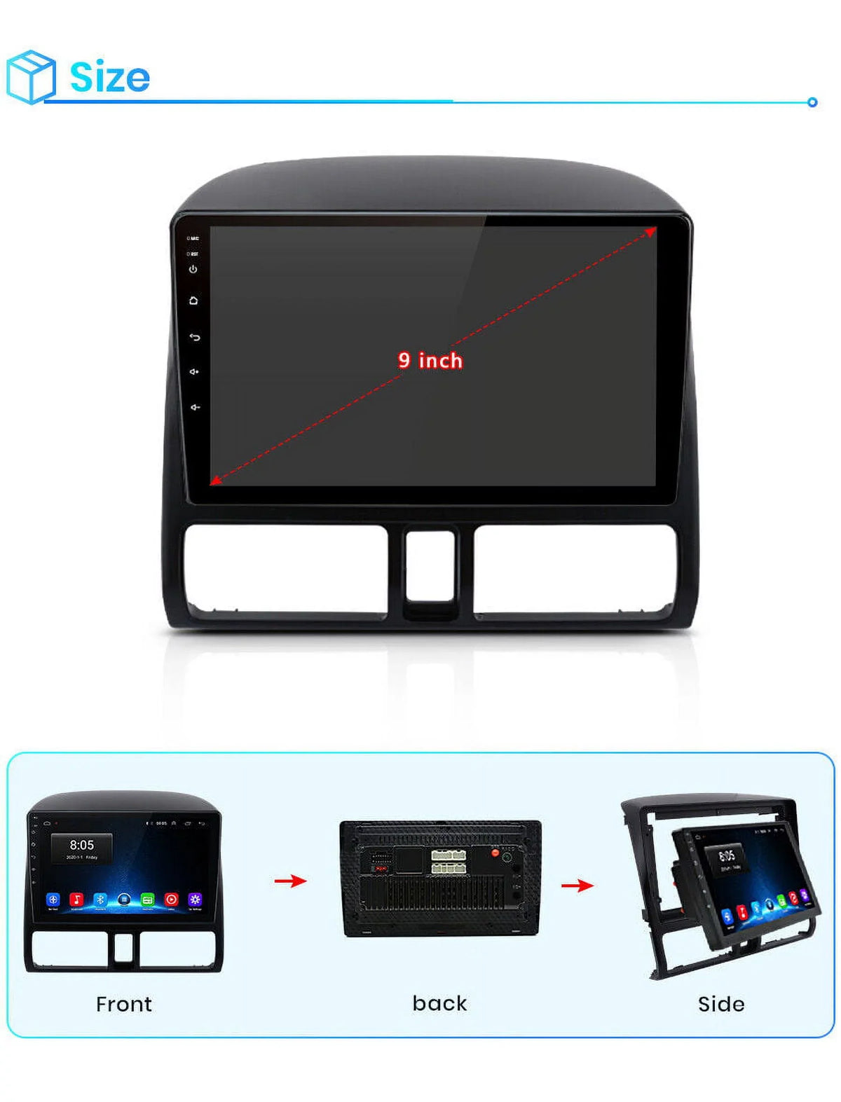 AWESAFE Carplay Car Stereo Radio for Honda CRV 2001 2002 2003 2004 2005 2006,1+32GB 9 Inch Touch Monitor with Android Auto GPS Navigator Bluetooth WiFi FM Radio Mirror Link