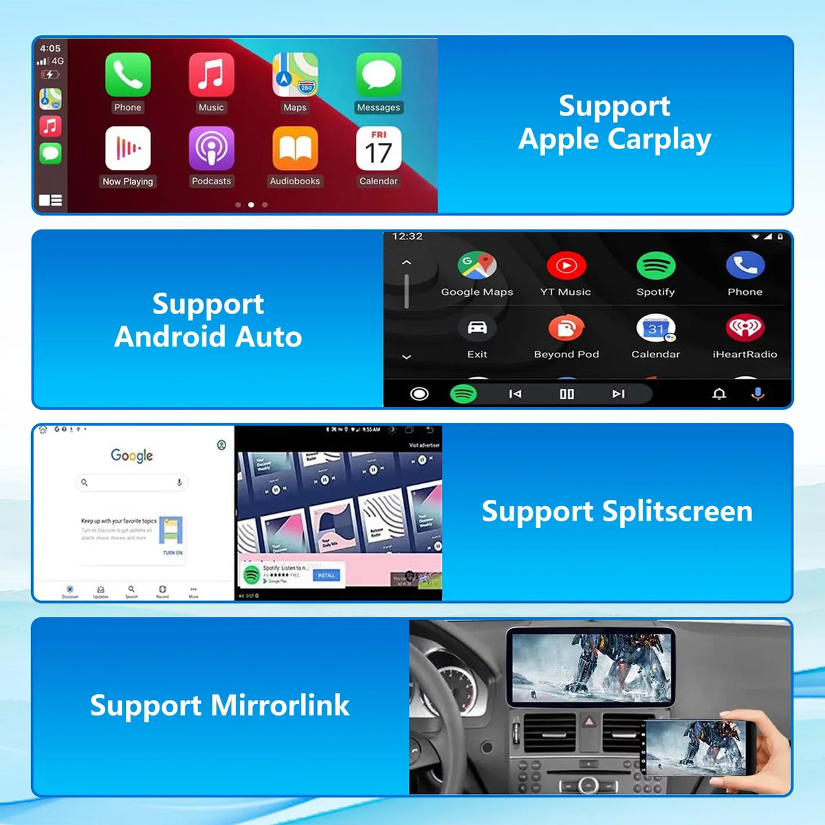 Road Top Android 13 Touch Monitor Car Stereo 10.25" 8GB+256GB Car Touch Display for Mercedes Benz C Class W204 2011-2014 Year with NTG4.5/4.7, Supports Wireless Wired CarPlay Android Auto Mirrorlink
