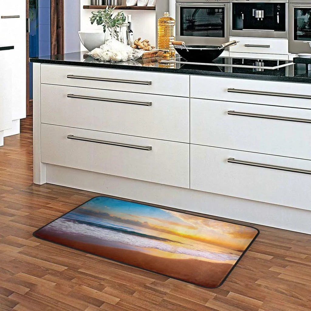 Wellsay Summer Beach Sunset-1 Kitchen Rug Mat Anti-Fatigue Comfort Floor Mat Fluid Non Slip Washable Kitchen Rug for Kitchen Washroom Bedroom Sink 39 x 20 inch