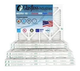 Glasfloss 20x36x1 - MERV 10 -Qty:6 - Furnace Air Filter - Made in USA (Actual Size: 19.5 x 36.5x7/8 inch)