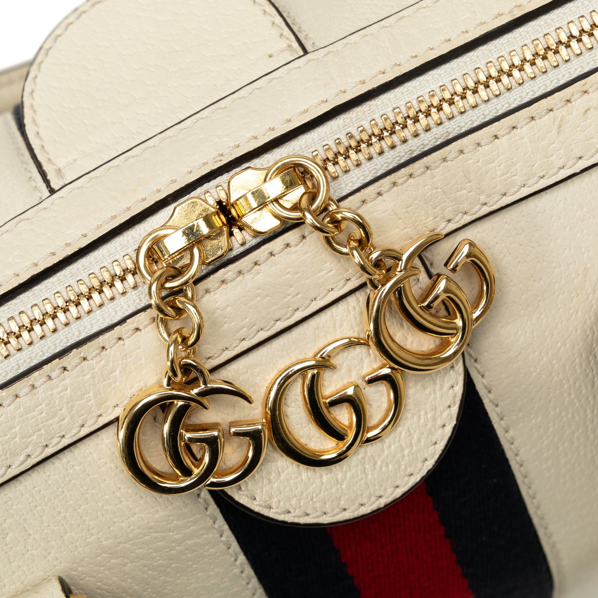 Pre-Owned Authenticated Gucci Ophidia Satchel Calf Leather White Unisex (Good)