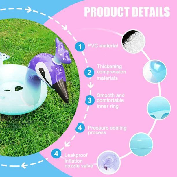 Melia Swim Party Toys Inflatable Glitter Pool Float Peacock Designed with Fast Valves Lounge Raft Decorative Liquid Game Summer Beach Party for Kids | 48 Inch