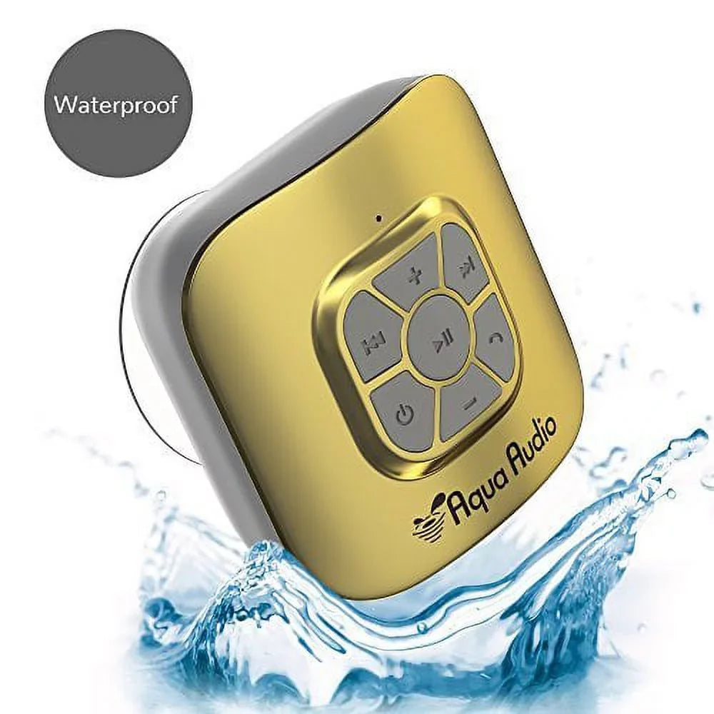 Gideon Portable Liquid Bluetooth Speaker with Suction Cup - 10 Hours Playtime/Built-in Mic (Gold)
