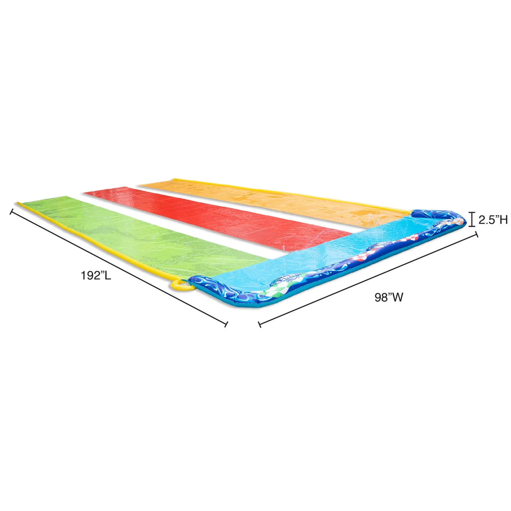 Banzai 16 Feet Triple Tag Racing Fluid Slide - Side-by-Side-by-Side Racing Fun!