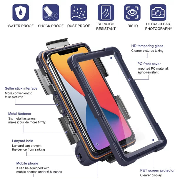 UrbanX Professional [15m/50ft] Swimming Diving Surfing Snorkeling Photo Video Liquid Protective Case Fluid Housing for Infinix Smart 5 And all Phones Up to 6.9 Inch LCD with Lanyard