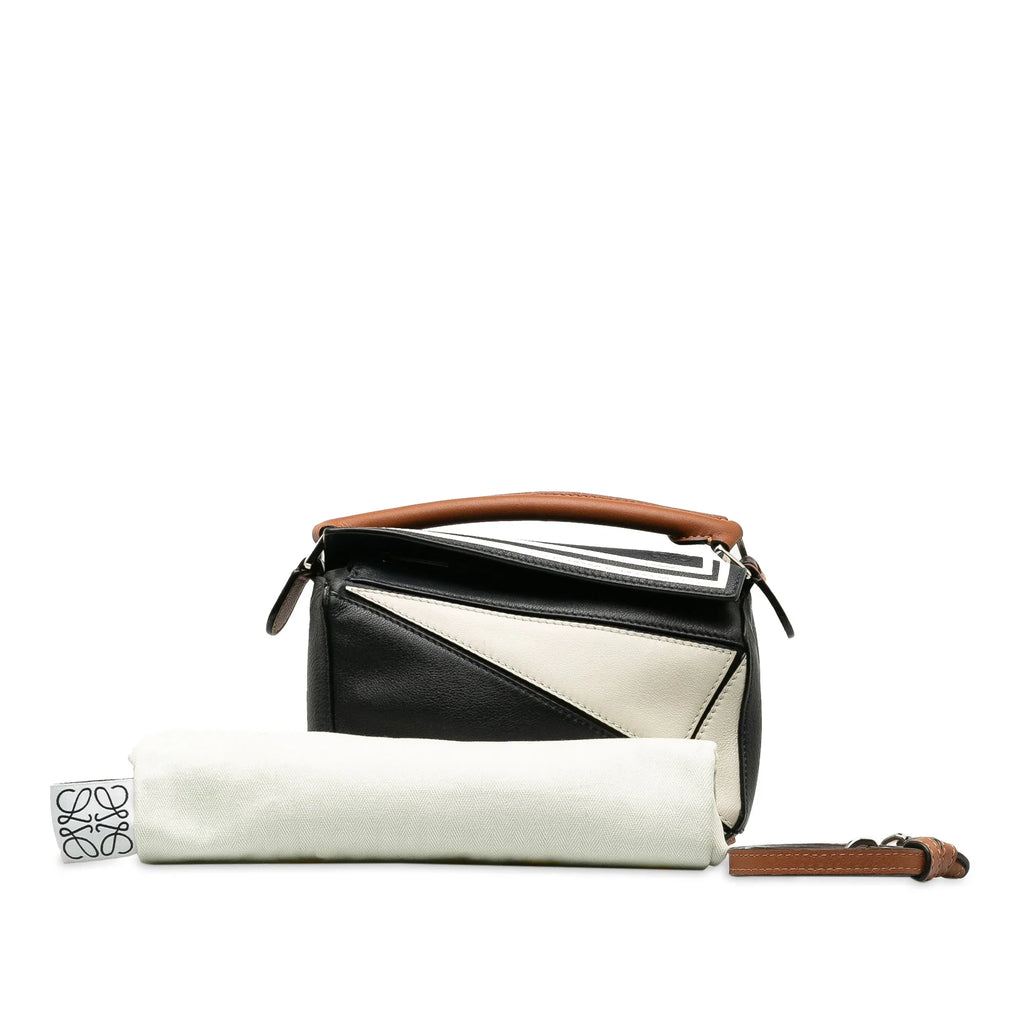 Pre-Owned Authenticated LOEWE Mini Sailor Puzzle Calf Leather Black Satchel Unisex (Good)