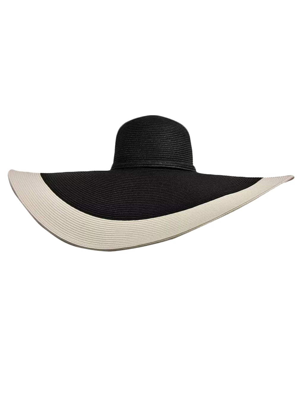 Black & White Floppy Hat With Wide Brim