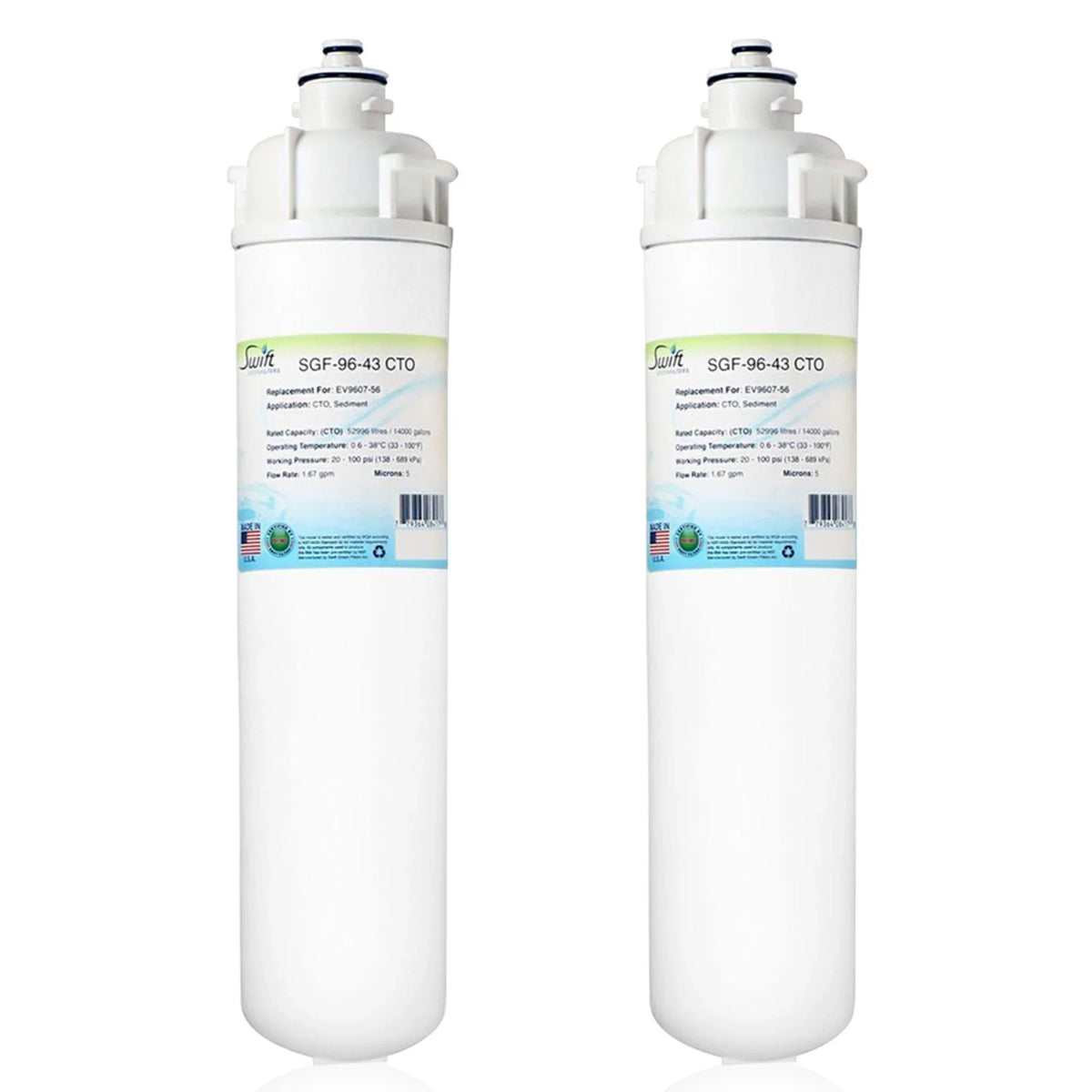 Swift Green Filters SGF-96-43 CTO Compatible Commercial Fluid Filter for EV9607-56, (Pack of 2)