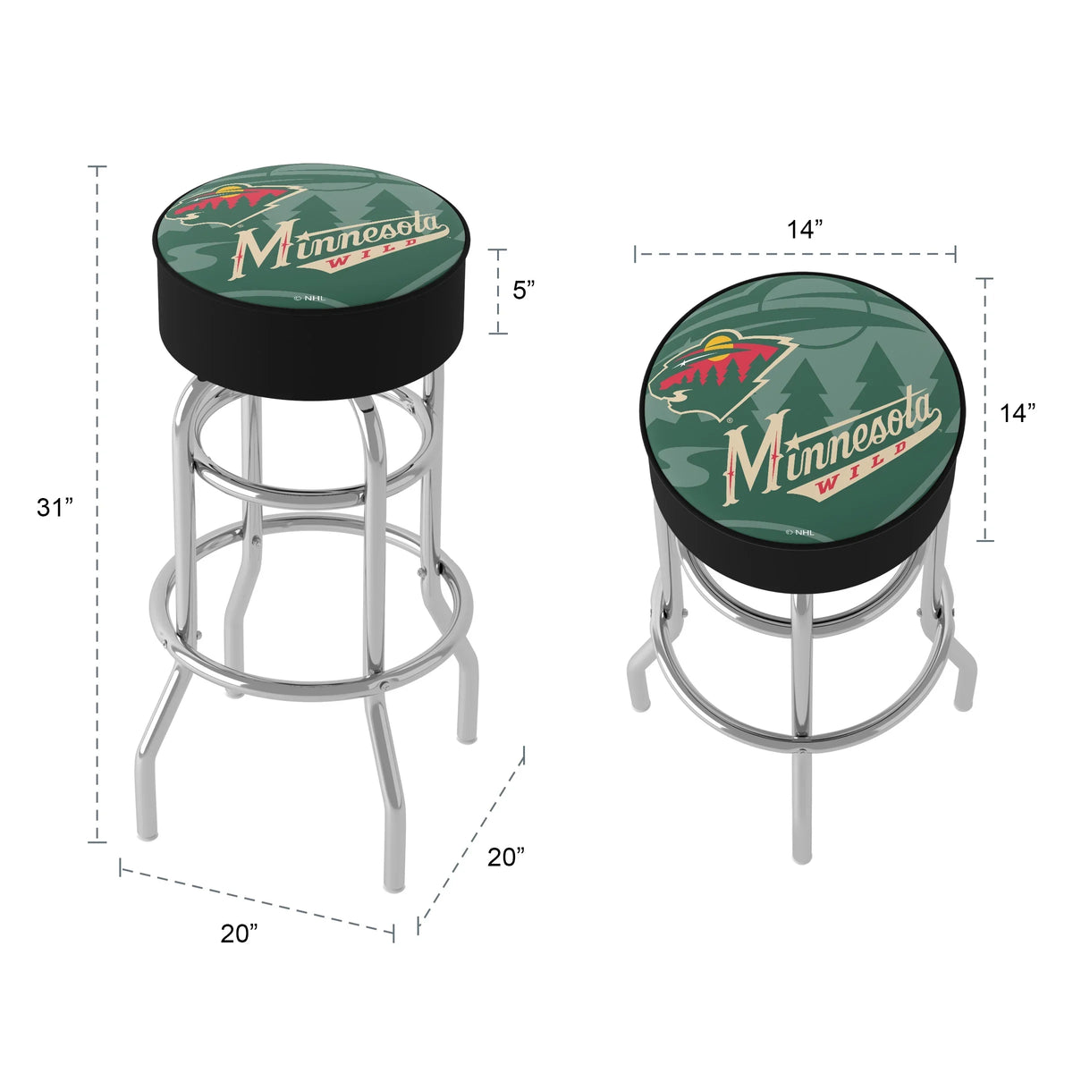Trademark Gameroom Minnesota Wild Fluid Bar Stool with Padded Seat