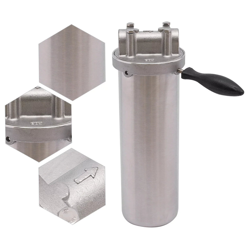 Fluid Filter Housing For 10" Cartridges 3/4" Npt 304 Stainless Steel Heavy Duty