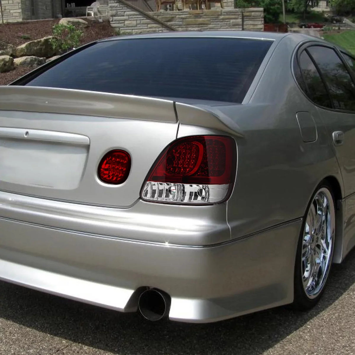 Spec-D Tuning Red Clear Lens LED Tail Lights Compatible with 1998-2005 Lexus GS300/GS400/GS430 Left + Right Pair Assembly