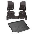 3W Floor Mats&Cargo Liner for Jeep Wrangler JL 2018-2021 with subwoofer - All Weather Floor Liners White Logo &Trunk mats for Jeep Wrangler JL Unlimited 4-Door,Black