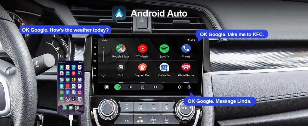 Android 10 Double Din Car Stereo for Honda Civic 2016-2020 with 9 Inch Monitor Radio Built-in Wireless Carplay/Android Auto/GPS/Bluetooth/FM/AUX-in/Steering Wheel Control Backup Camera 2+32G