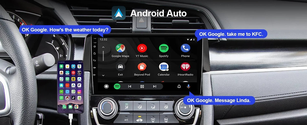Android 10 Double Din Car Stereo for Honda Civic 2016-2020 with 9 Inch Monitor Radio Built-in Wireless Carplay/Android Auto/GPS/Bluetooth/FM/AUX-in/Steering Wheel Control Backup Camera 2+32G
