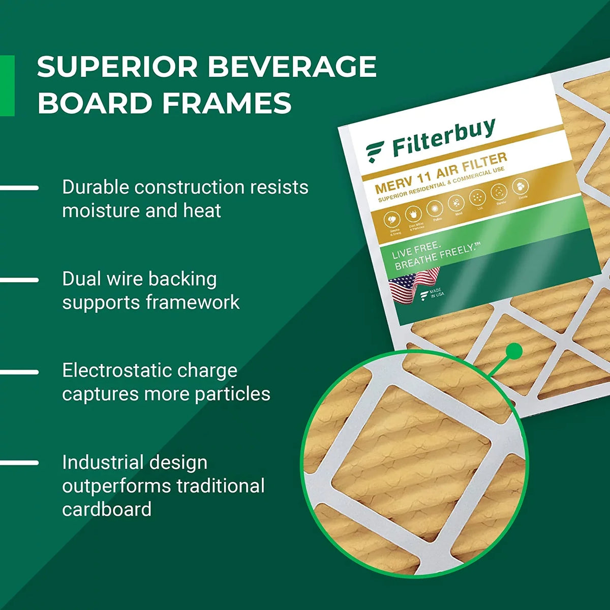 Filterbuy 20x25.25x3.5 MERV 11 Pleated HVAC AC Furnace Air Filters for Aprilaire Space-Gard 102/2120 (1-Pack)