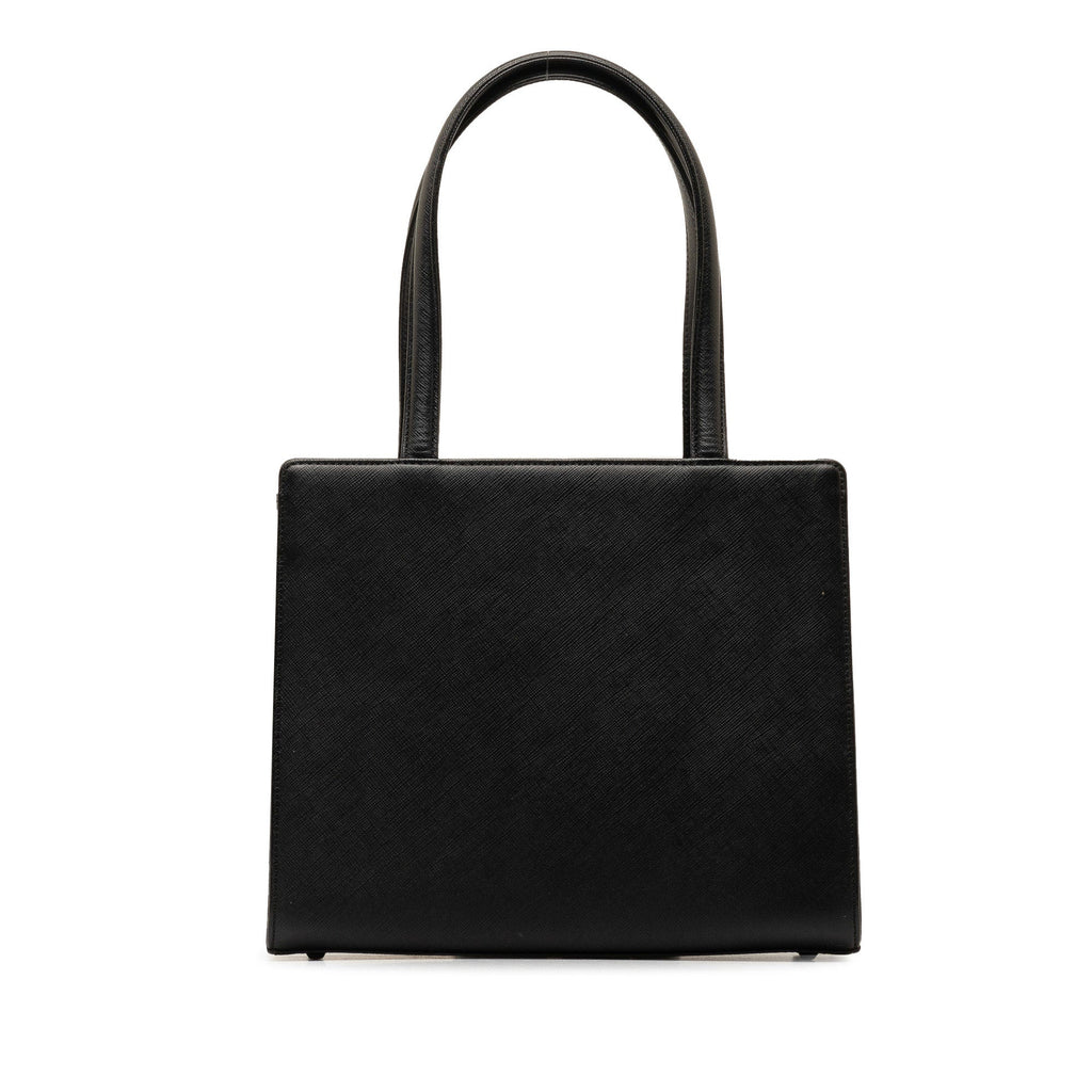 Pre-Owned Authenticated Yves Saint Laurent Handbag Calf Leather Black Top HandleBag Unisex (Good)