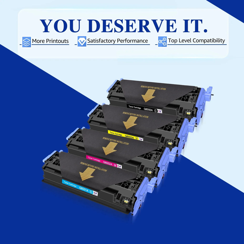 HaloFox Compatible For 4 Pack BCMY Q6000A - Q6003A Toner Lot For Color LaserJet 1600 2600N 2605DN 2605DTN Printer