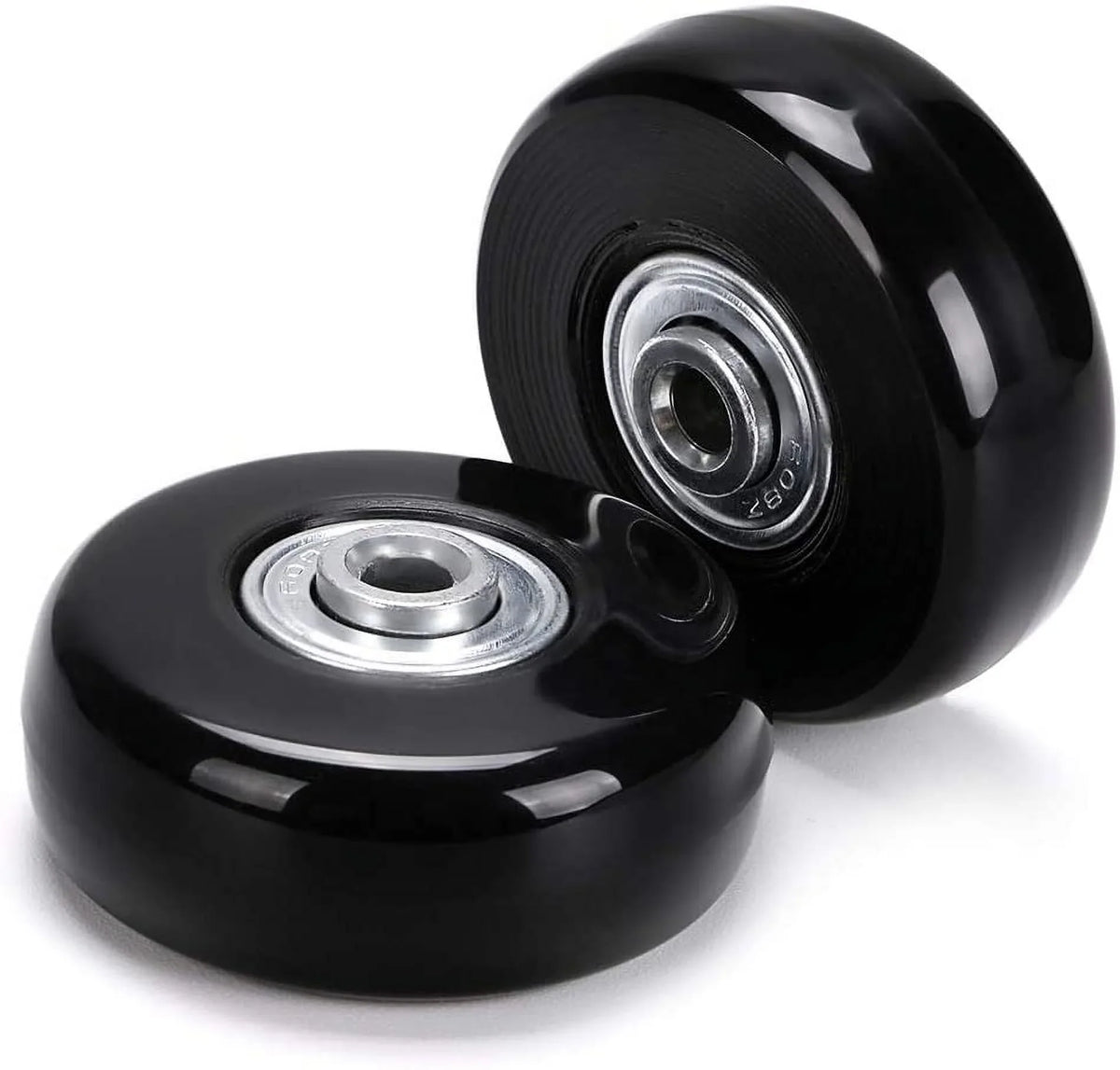 OwnMy 50 x 18mm Set of 4 Luggage Suitcase Replacement Wheels, Rubber Swivel Caster Wheels Bearings Repair Kits Black