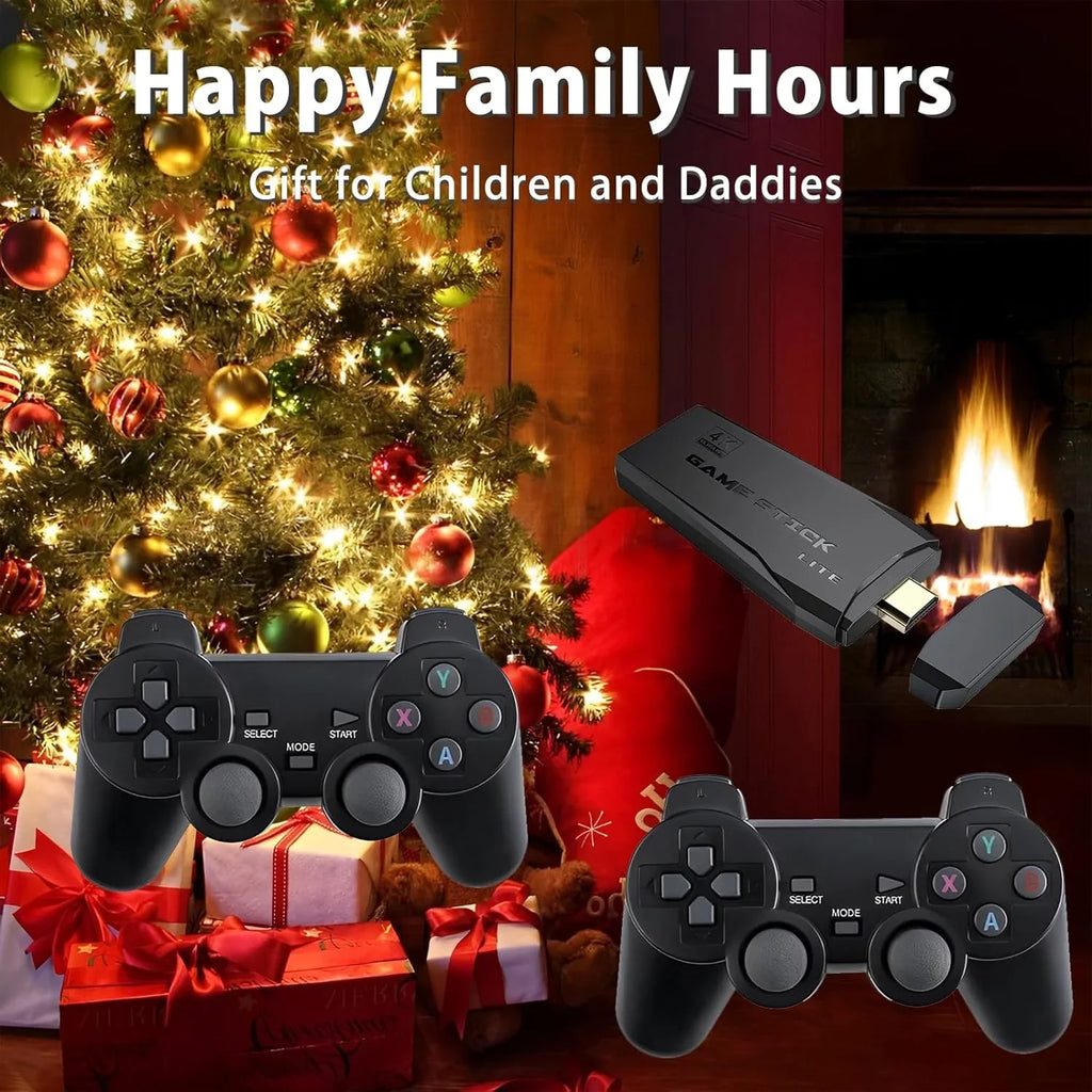 Retro Game Console, Nostalgia Stick Game,Retro Game Stick,Plug and Play Video Game Stick Built in 10000+ Games,4K HDMI Output,9 Classic Emulators, with Dual 2.4G Wireless Controllers(64G)