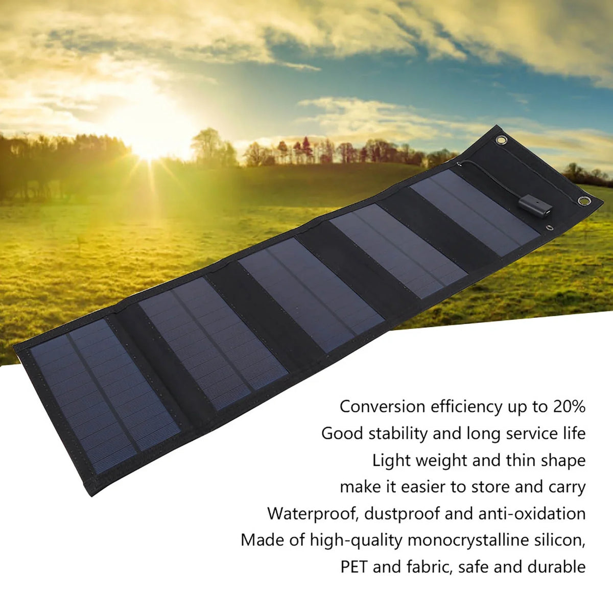 20W Fluid Foldable Solar Panel Solar Power Charger USB Output for Mountaineering