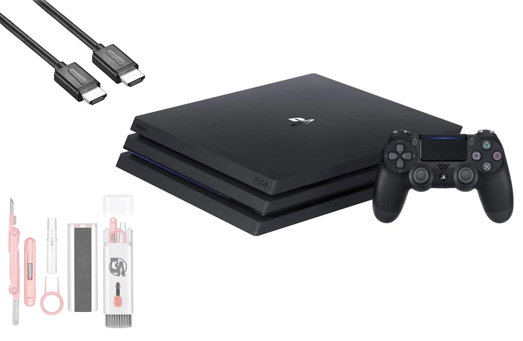 Pre-Owned PlayStation 4 Pro 1TB Gaming Console Black HDMI Cable With BOLT AXTION Cleaning Kit Bundle (Refurbished: Like New)