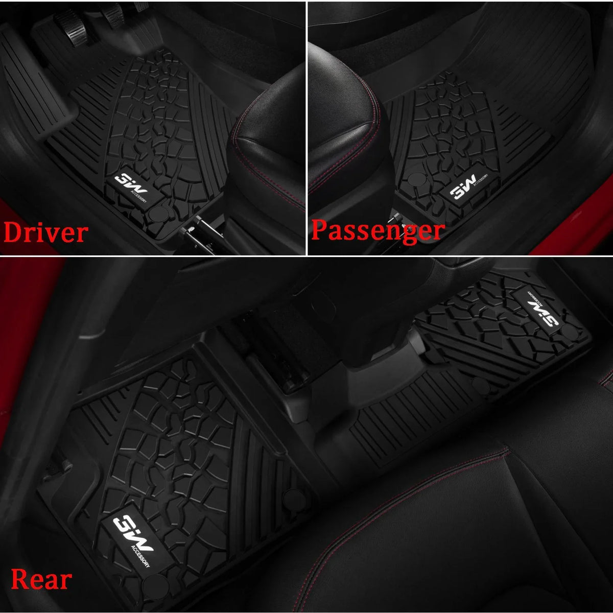 3W Floor Mats for Jeep Compass 2017 2018 2019 2020 - Full Set Front and Rear 2 Rows seat Floor Liner with All Weather Odorless TPE (New Body Style Only), Black