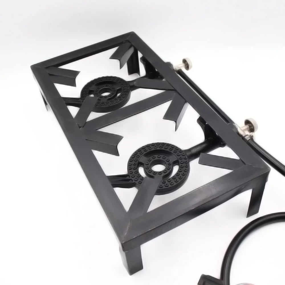 walmeck Propane Gas Double Cast Iron Stove for Patio Camping BBQ Cooking ( Standard)