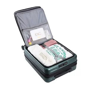 2 Piece 20/24 Luggage Set, Only 20 with Front Portable computer Pocket & Expandle, Lightweight ABS+PC Hardshell Suitcase with TSA Lock & Spinner Wheels, 20 Inch 37~41L + 24 Inch 65L, Dark Green
