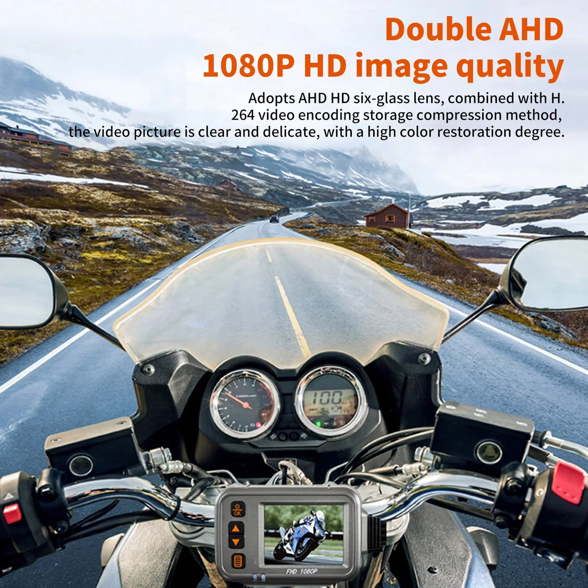 Arealer Motorcycle Dash Cam,WiFi Dual 1080p Motorbike Camera ,120° Wide Angle,Parking Monitoring, Timed Recording After Flameout Full Body Liquid Night Vision With 32G storage card