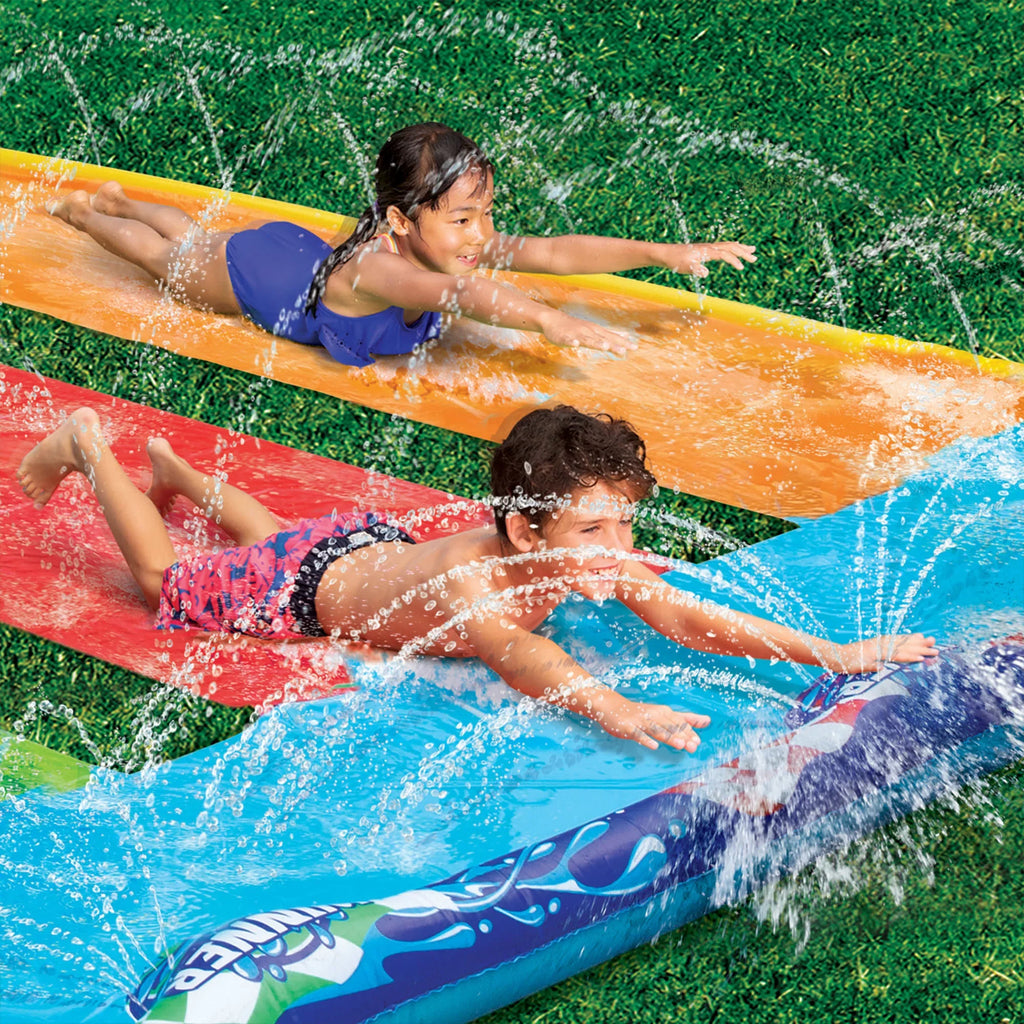 Banzai 16 Feet Triple Tag Racing Fluid Slide - Side-by-Side-by-Side Racing Fun!