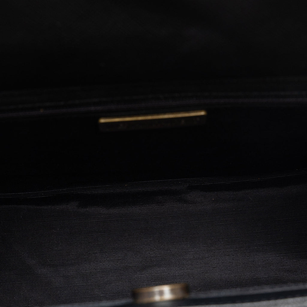 Pre-Owned Authenticated Yves Saint Laurent Handbag Calf Leather Black Top HandleBag Unisex (Good)