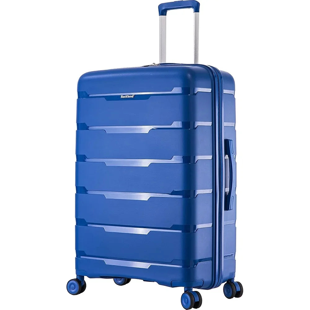 Rockland Pasadena Hardside Spinner Wheel Luggage, Blue, 19", 23", 27"- (Open Box)