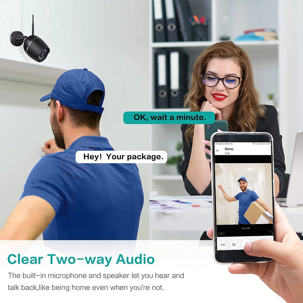 Security Cameras, 2 Pack 1080P WiFi Full Metal Case Cameras for Home Security Outdoor Fluid Bullet Camera Two-Way Audio, Motion Detection Alert, SD Card Cloud, Compatible with Alexa