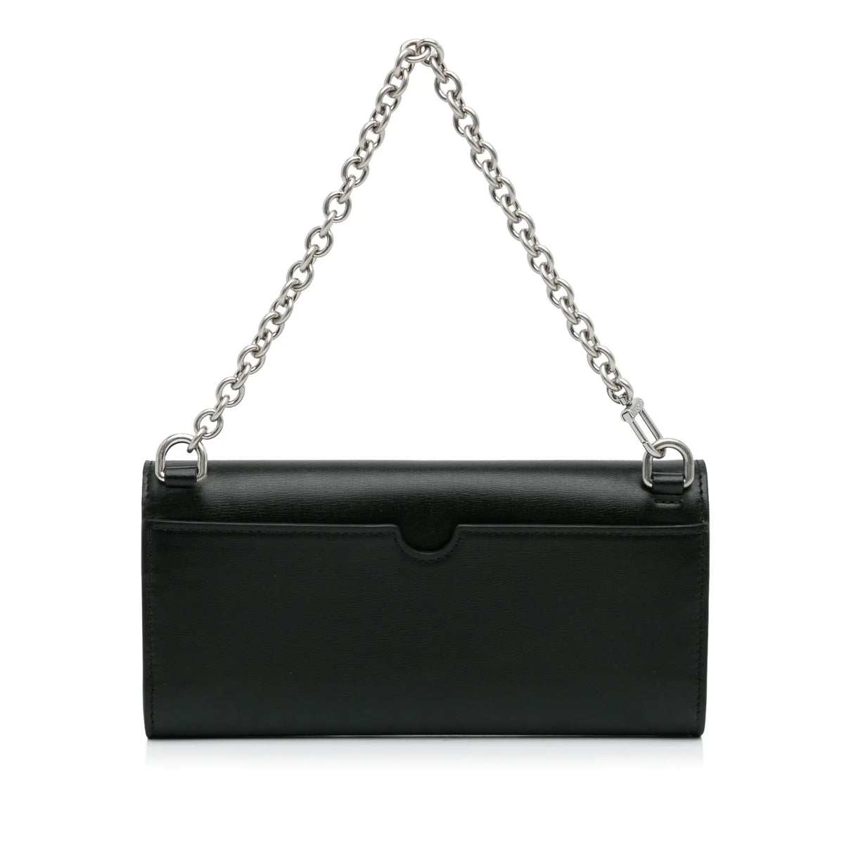 Pre-Owned Authenticated Off-White Jitney Quote Wallet on Chain Calf Leather Black Shoulder Bag Unisex (Like New)