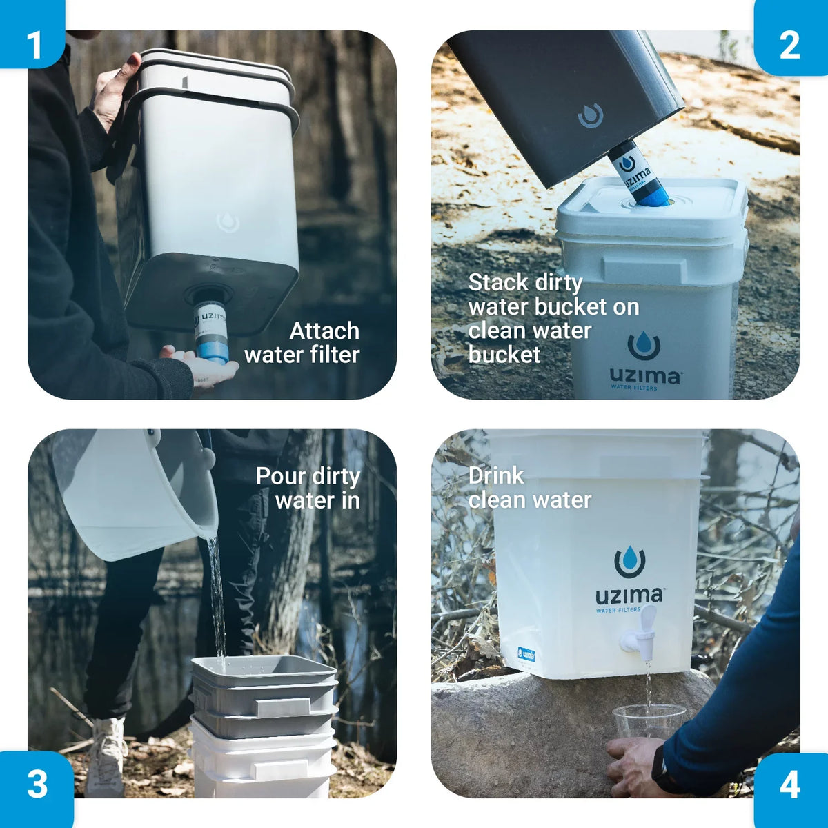 Uzima UZ-2 camping Fluid filter and drinking Fluid filter system, portable travel Fluid filter alternative to Liquid purification systems, Liquid filter for camping, backpacking, and hiking