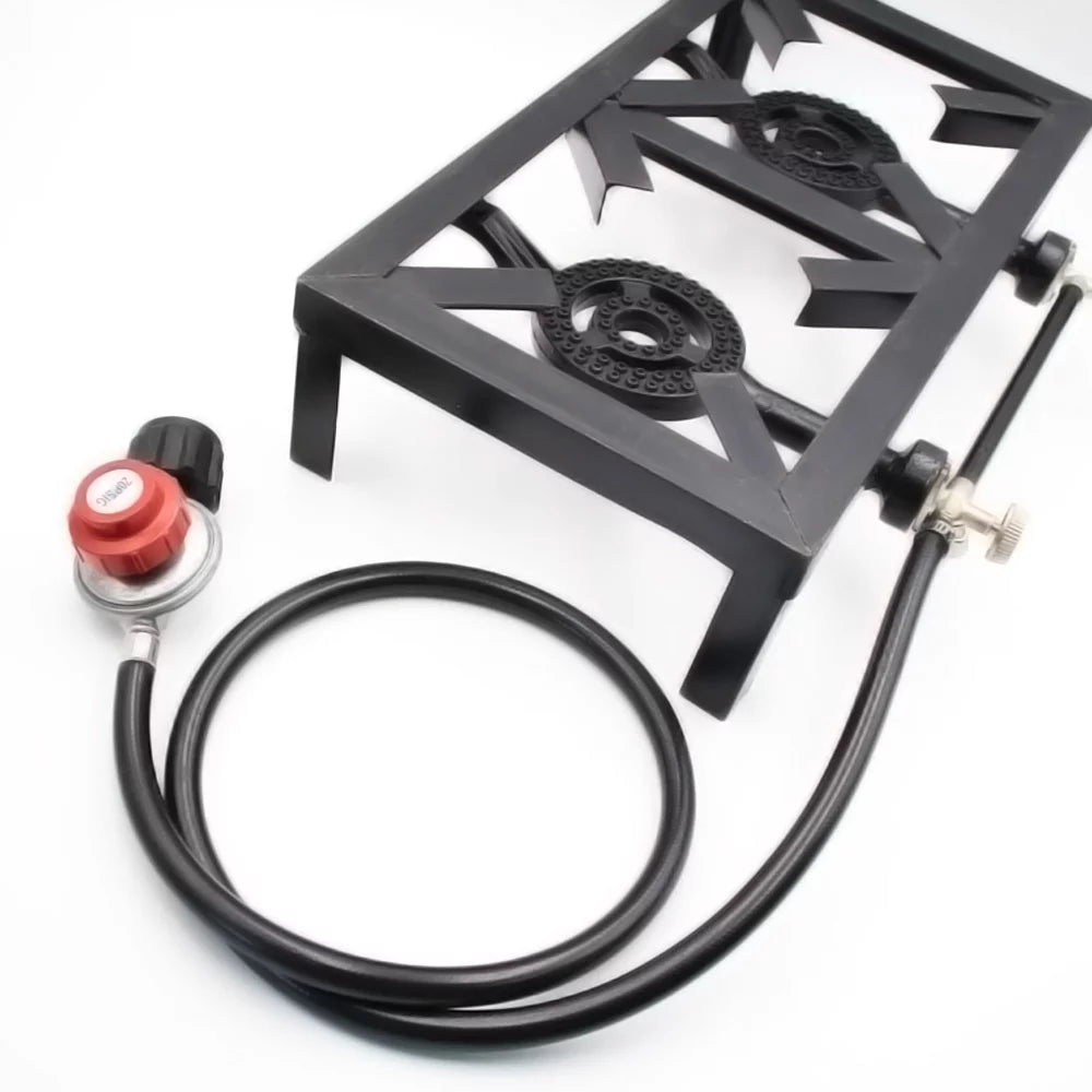 walmeck Propane Gas Double Cast Iron Stove for Patio Camping BBQ Cooking ( Standard)