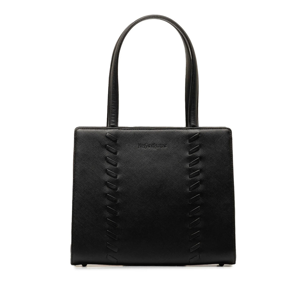 Pre-Owned Authenticated Yves Saint Laurent Handbag Calf Leather Black Top HandleBag Unisex (Good)