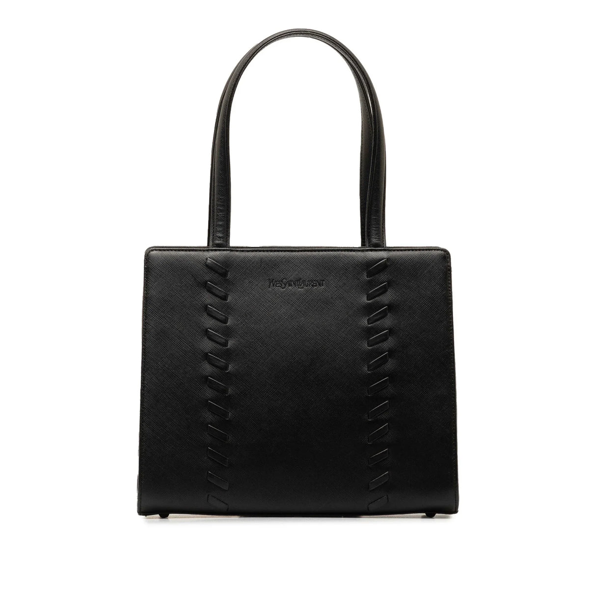 Pre-Owned Authenticated Yves Saint Laurent Handbag Calf Leather Black Top HandleBag Unisex (Good)