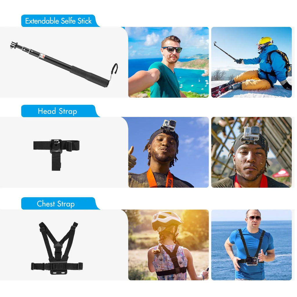 Anself Action Accessories Kit Sports Accessories Set with Liquid Housing Silicone Protective Case Selfie Stick Various Mount Bracket and More Replacement for GoPro Hero 109 Black with