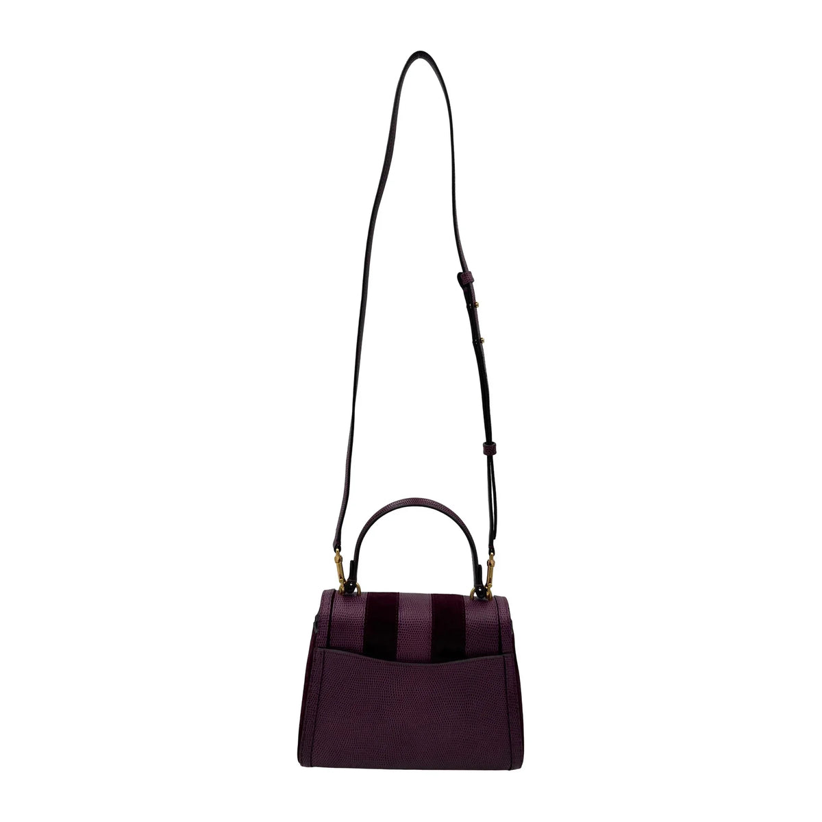 Kate Spade Katy Striped Lizard-embossed Small Top-handle Bag - Burgundy