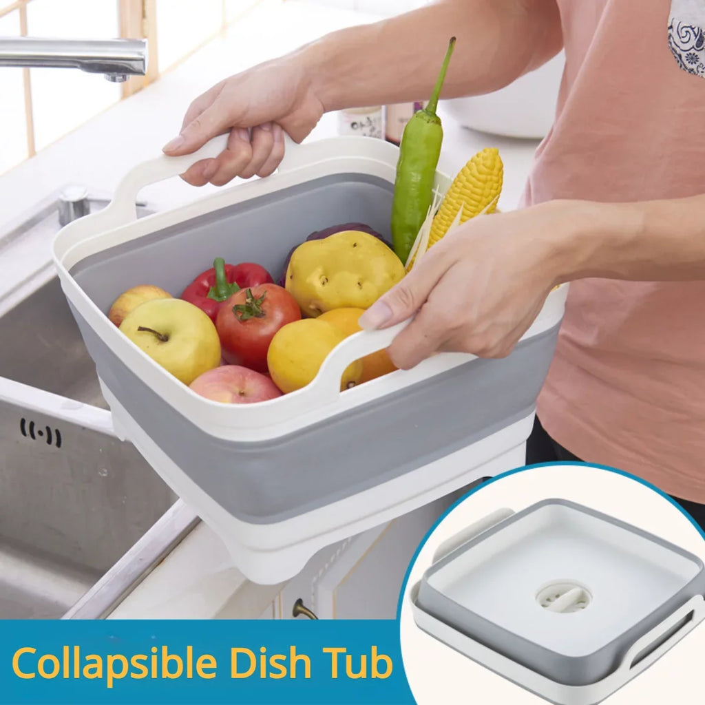 Imoment 2.4 Gal(9L) Collapsible Dish Tub Portable Sink,Folding Laundry Tub,Washing Basin with Draining Plug(Gray)
