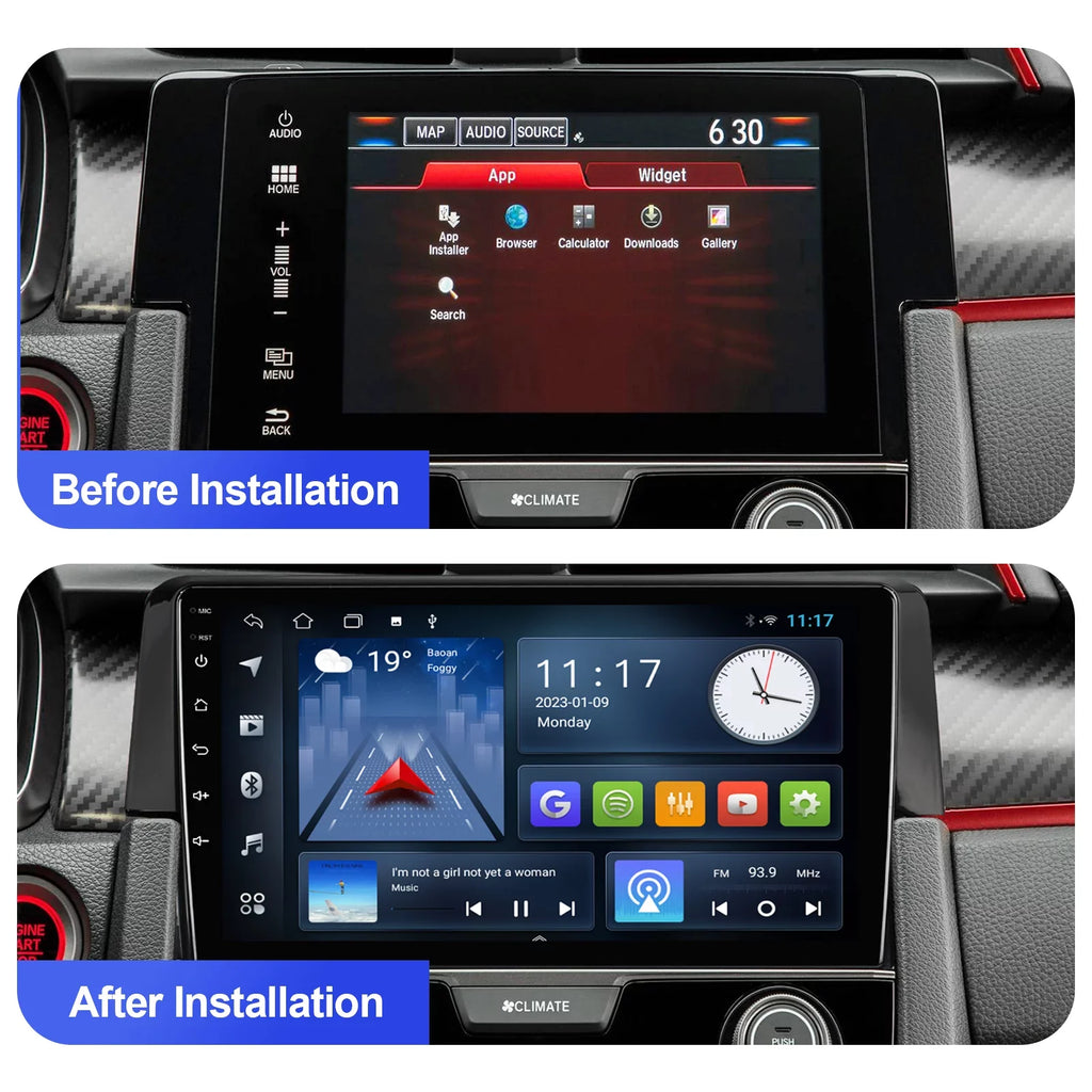 Android 10 Double Din Car Stereo for Honda Civic 2016-2020 with 9 Inch Monitor Radio Built-in Wireless Carplay/Android Auto/GPS/Bluetooth/FM/AUX-in/Steering Wheel Control Backup Camera 2+32G